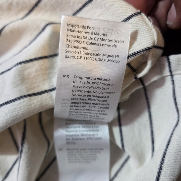 COS Oversized Striped Tunic Sweater Dress Beige Black Cotton Linen Blend Size S - Picture 9 of 12